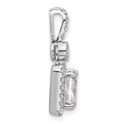 14K White Gold 2 carat Lab Grown Diamond VS+ F+ Radiant Complete Halo Pendant