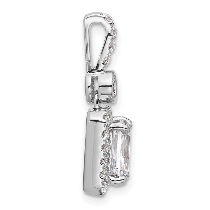 14K White Gold 2 carat Lab Grown Diamond VS+ F+ Radiant Complete Halo Pendant