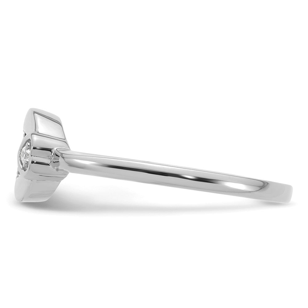 14K White Gold Diamond Heart with 4 Synthetic Birthstone Mother's Circle Ri
