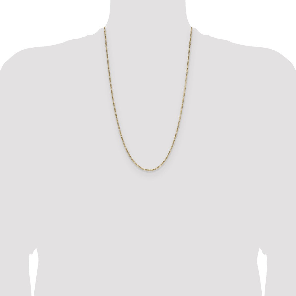 14K Yellow Gold 1.9mm Semi-Solid Figaro Chain Necklace
