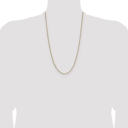 14K Yellow Gold 1.9mm Semi-Solid Figaro Chain Necklace