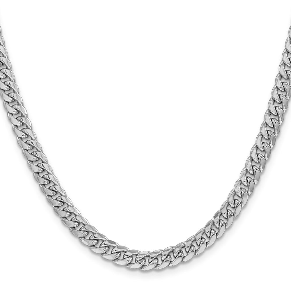 14K White Gold 6mm Semi-Solid Miami Cuban 24 Inch Chain