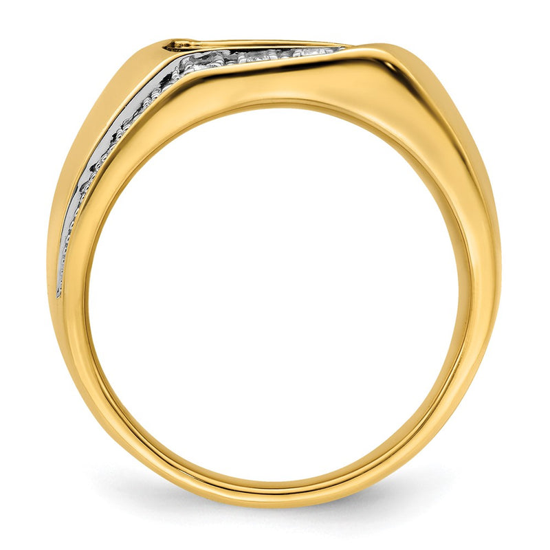 14K White Gold Onyx and Diamond Mens Ring