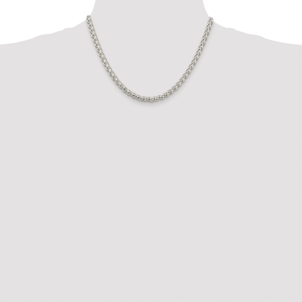 Sterling Silver Rhodium-plated 5mm Round Spiga 18 Inch Chain