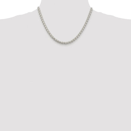 Sterling Silver Rhodium-plated 5mm Round Spiga 18 Inch Chain