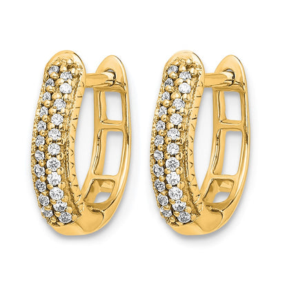 14K Yellow Gold 2-row 1/6 carat Diamond Hinged Hoop Earrings