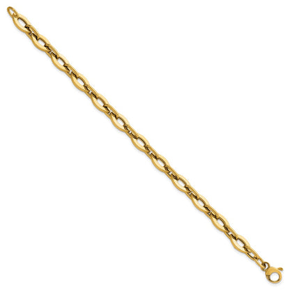 14K Yellow Gold Polished Fancy Flat Cable Link 7.5 Inch Bracelet