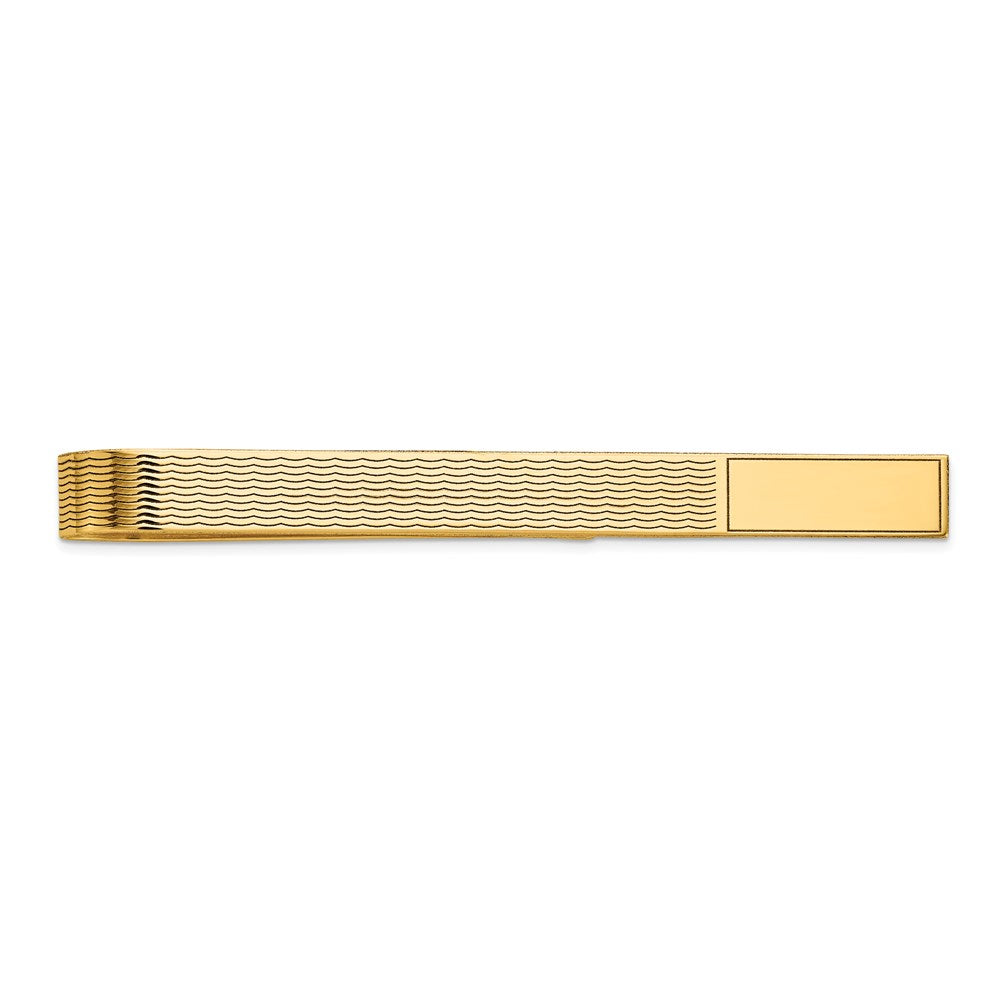14K Yellow Gold Men's Grooved Engravable Tie Bar