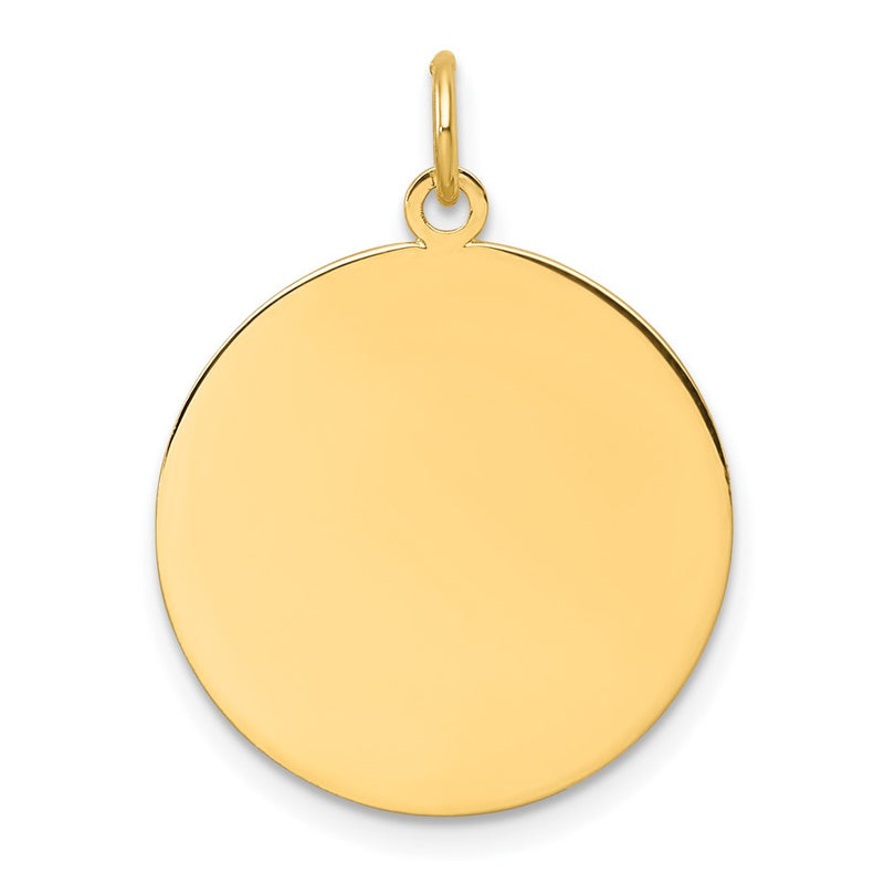 14K Yellow Gold Plain Round Engravable Disc Charm