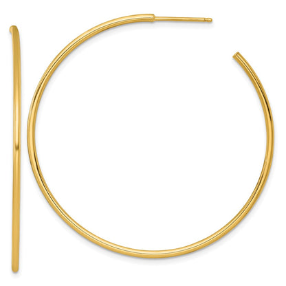 14K Yellow Gold Polished 1.5 x 50mm Solid C-Hoop Post Earrings