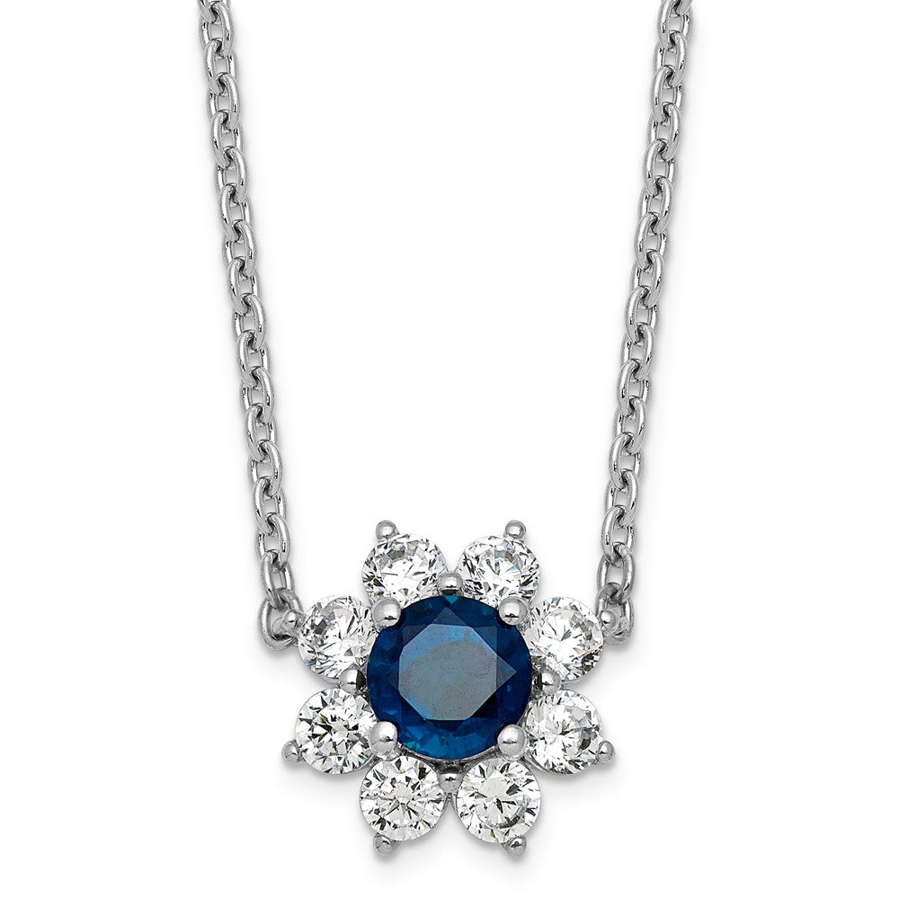 14K White gold VS/SI G+ Lab Grown Diamond and AAA quality Genuine Blue Sapp