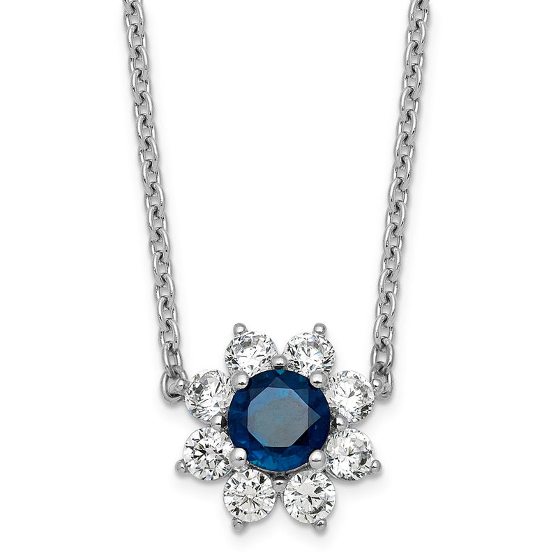 14K White gold VS/SI G+ Lab Grown Diamond and AAA quality Genuine Blue Sapp