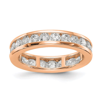 14K Rose Gold Polished 2ct Channel Set Diamond Eternity Wedding Band Ring