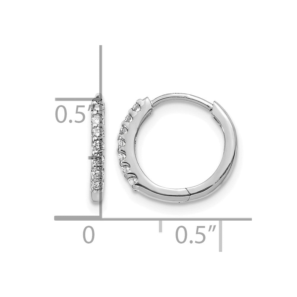 14K White Gold 1/6 carat Diamond Hinged Hoop Earrings