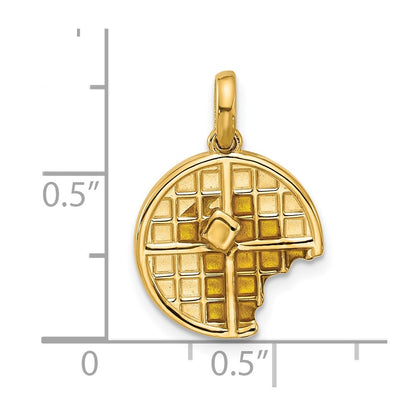 14K Yellow Gold Fancy Epoxy Waffle With Bite Missing Charm