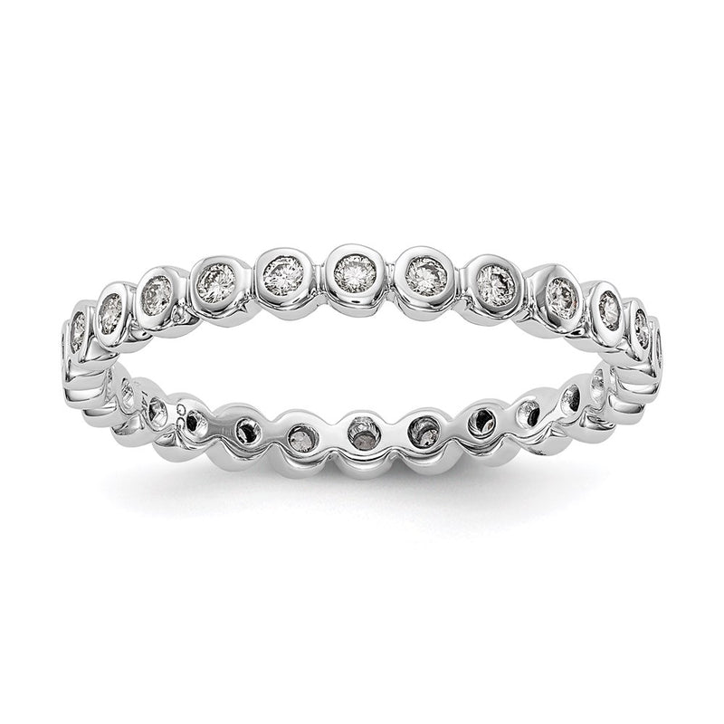14K White Gold Polished 1/3ct Bezel Set Diamond Eternity Wedding Band Ring