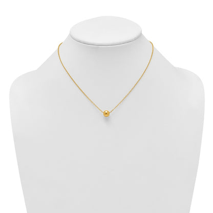 14K Yellow Gold Polished 7.5mm Round Bead 16 Inch Necklace Plus 2 Inch Extender
