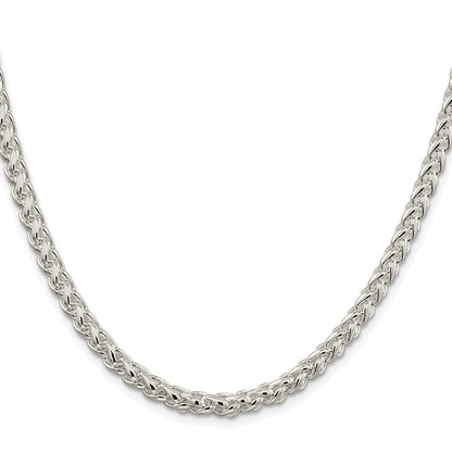 Sterling Silver Rhodium-plated 5mm Round Spiga 24 Inch Chain