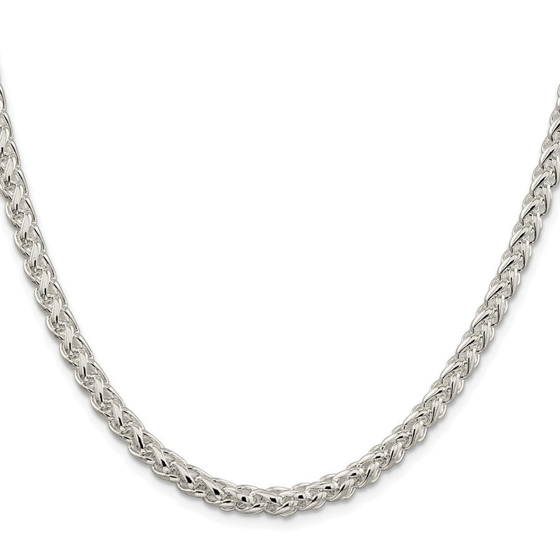 Sterling Silver Rhodium-plated 5mm Round Spiga 24 Inch Chain