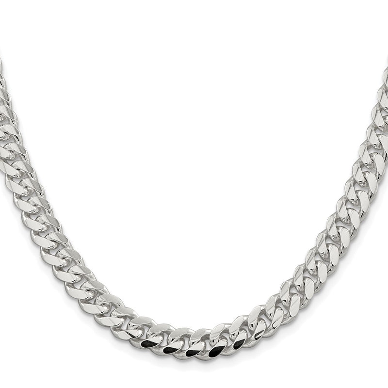 Sterling Silver Rhodium-plated 7.8mm Polished Domed Curb 26 Inch Chain