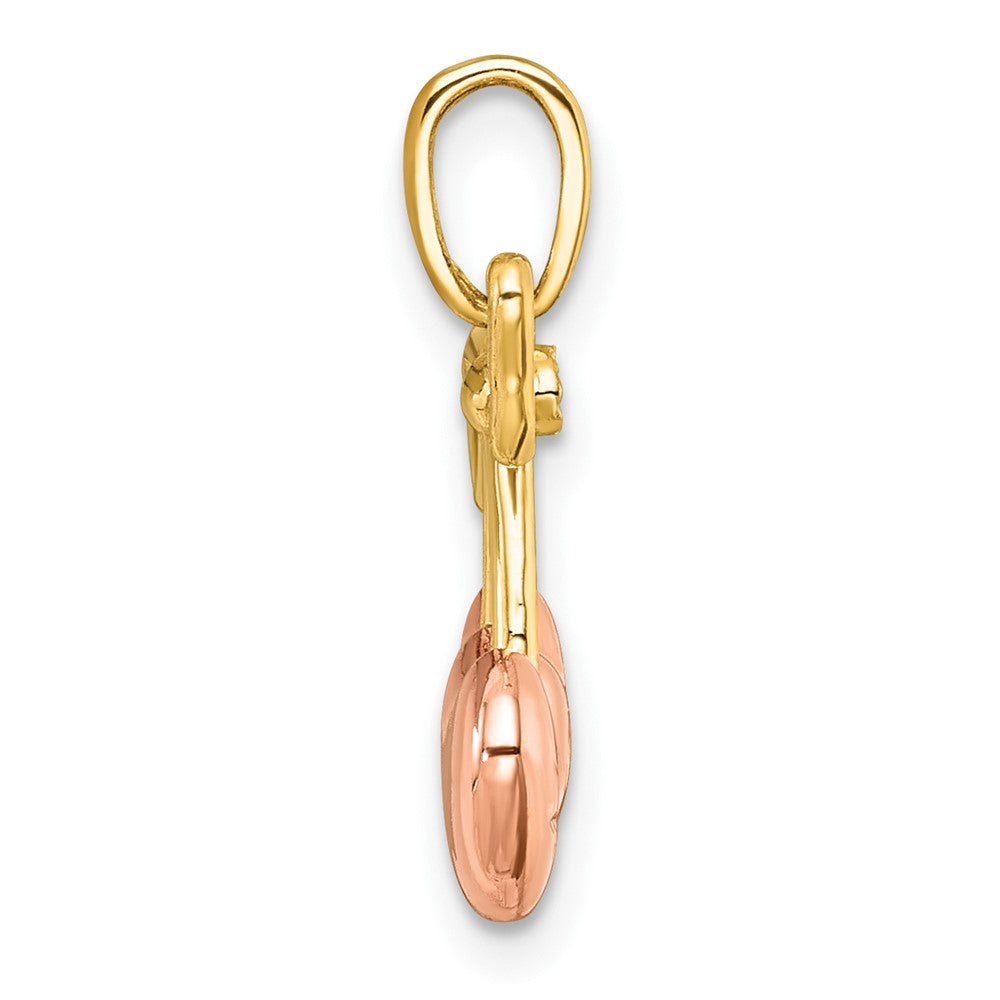 14K Yellow Gold with Rhodium and -plating Polished Heart Cherries Charm