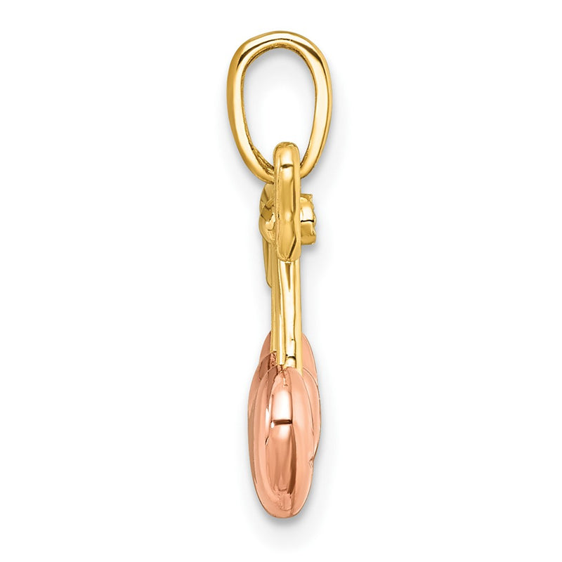 14K Yellow Gold with Rhodium and -plating Polished Heart Cherries Charm