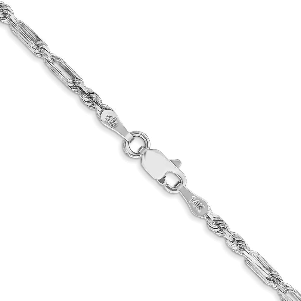 14K White Gold 2.5mm D/C Milano Rope 20 Inch Chain