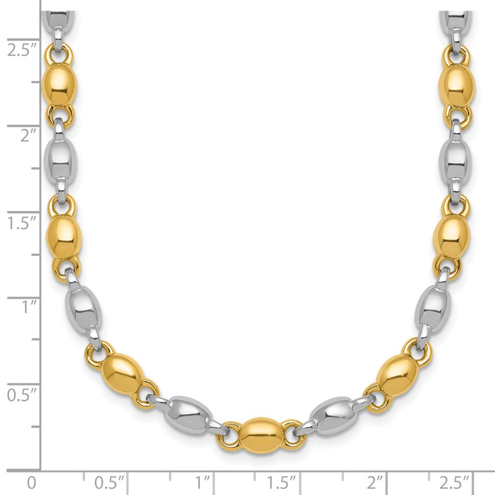 14K Two-Tone Gold Two Tone Polished 5.25mm Round Fancy Link 18 Inch Necklace