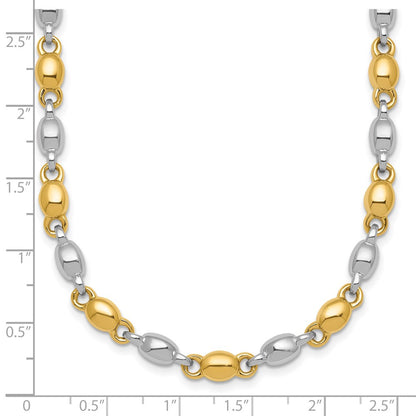 14K Two-Tone Gold Two Tone Polished 5.25mm Round Fancy Link 18 Inch Necklace