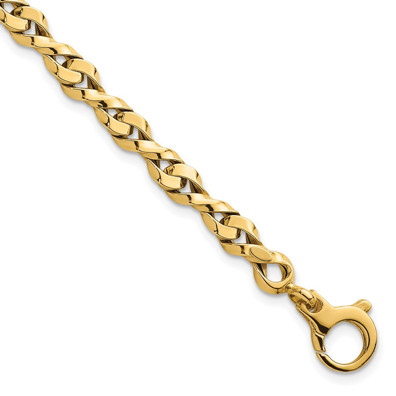 14K Yellow Gold Polished 4.7mm Fancy Twisted Link Chain Bracelet