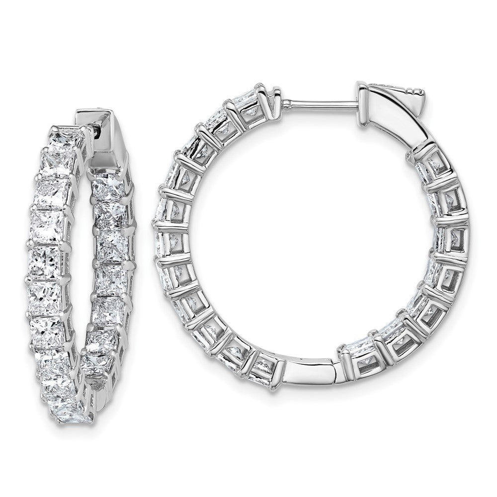 14K White Gold Inside/Outside Cert Lab Grown VS/SI GH Princess Diamond Hoop Earrings