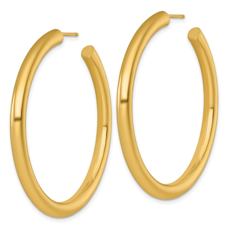 14K Yellow Gold Polished 4.0 x 50mm Tube C-Hoop Post Earrings