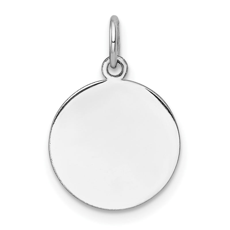 14K White Gold Plain Round Engravable Disc Charm