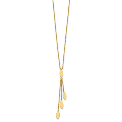 14K Yellow Gold Polished Oval 3-Dangles 16 Inch Necklace Plus 2 Inch Extender
