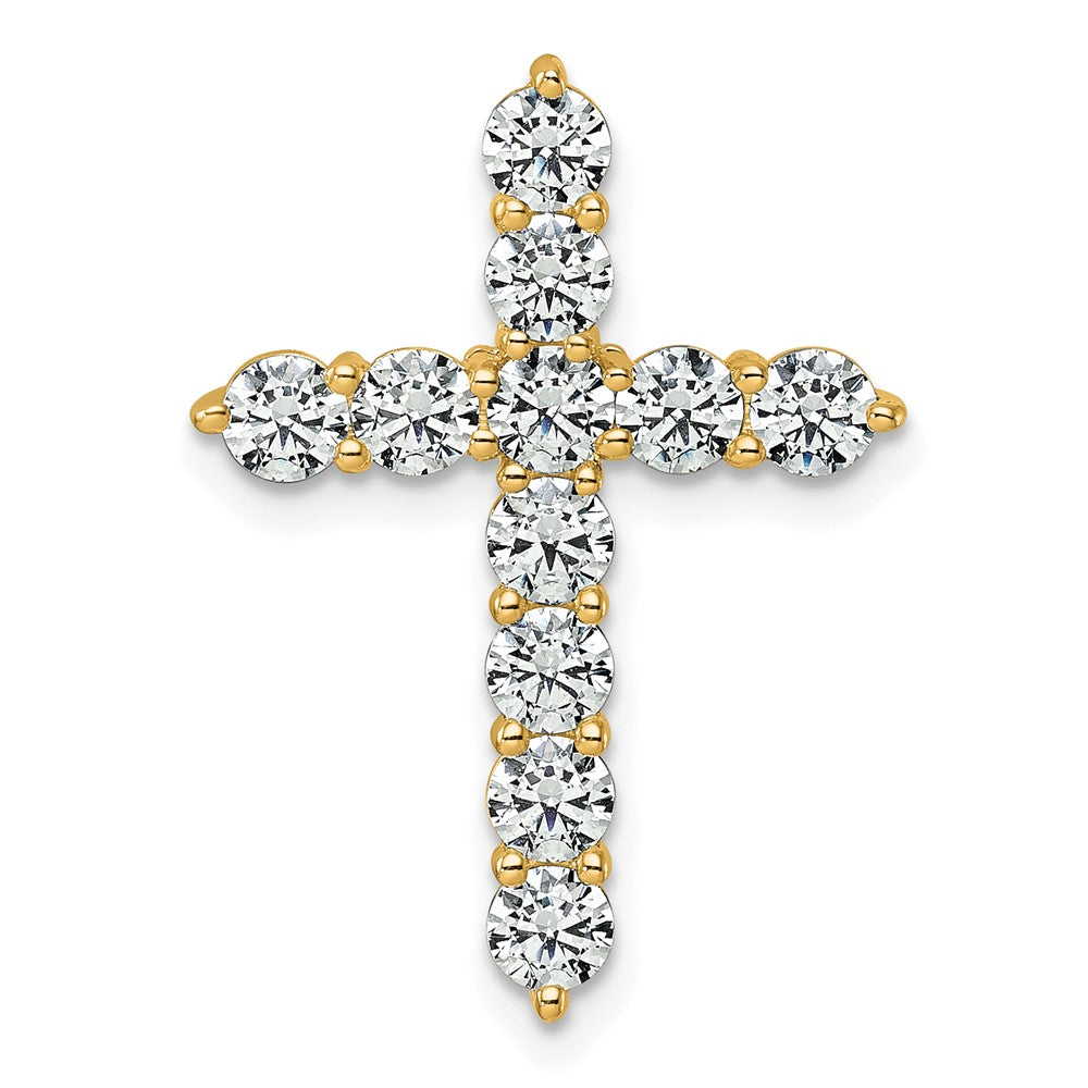 14K Yellow Gold 2 carat Lab Grown Diamond VS+ F+ Complete Cross Chain Slide Pendant