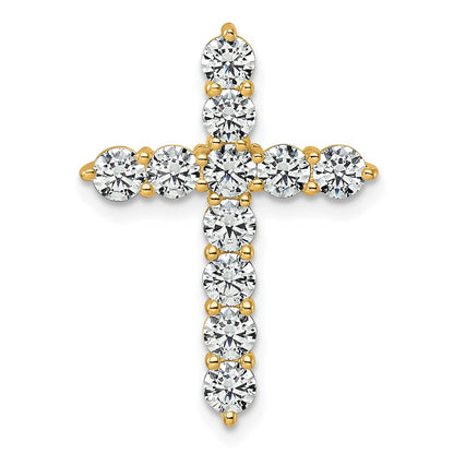 14K Yellow Gold 2 carat Lab Grown Diamond VS+ F+ Complete Cross Chain Slide Pendant