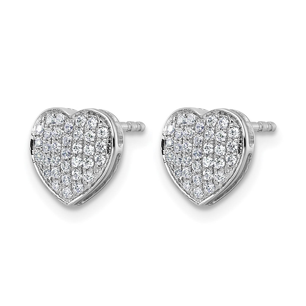 14K White Gold 1/3 carat Diamond Pave Heart Post Earrings