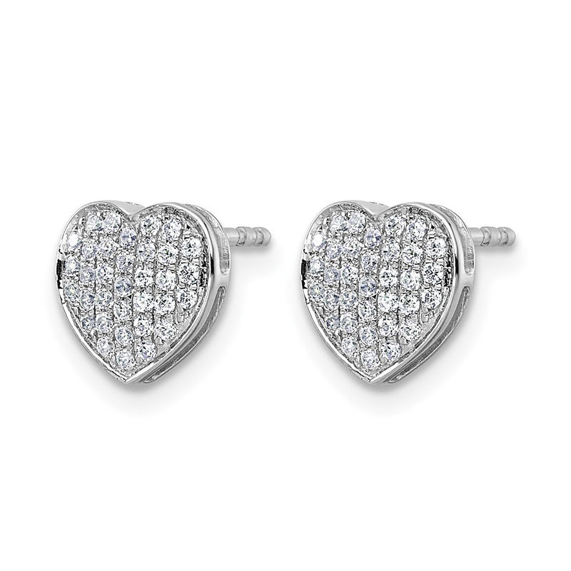 14K White Gold 1/3 carat Diamond Pave Heart Post Earrings