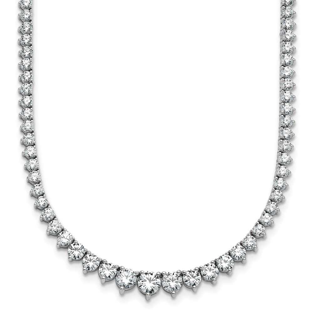 14K White Gold 10 1/10 carat Lab Grown Diamond VS+ F+ Complete Round 16 Inch Graduated Tennis Necklace