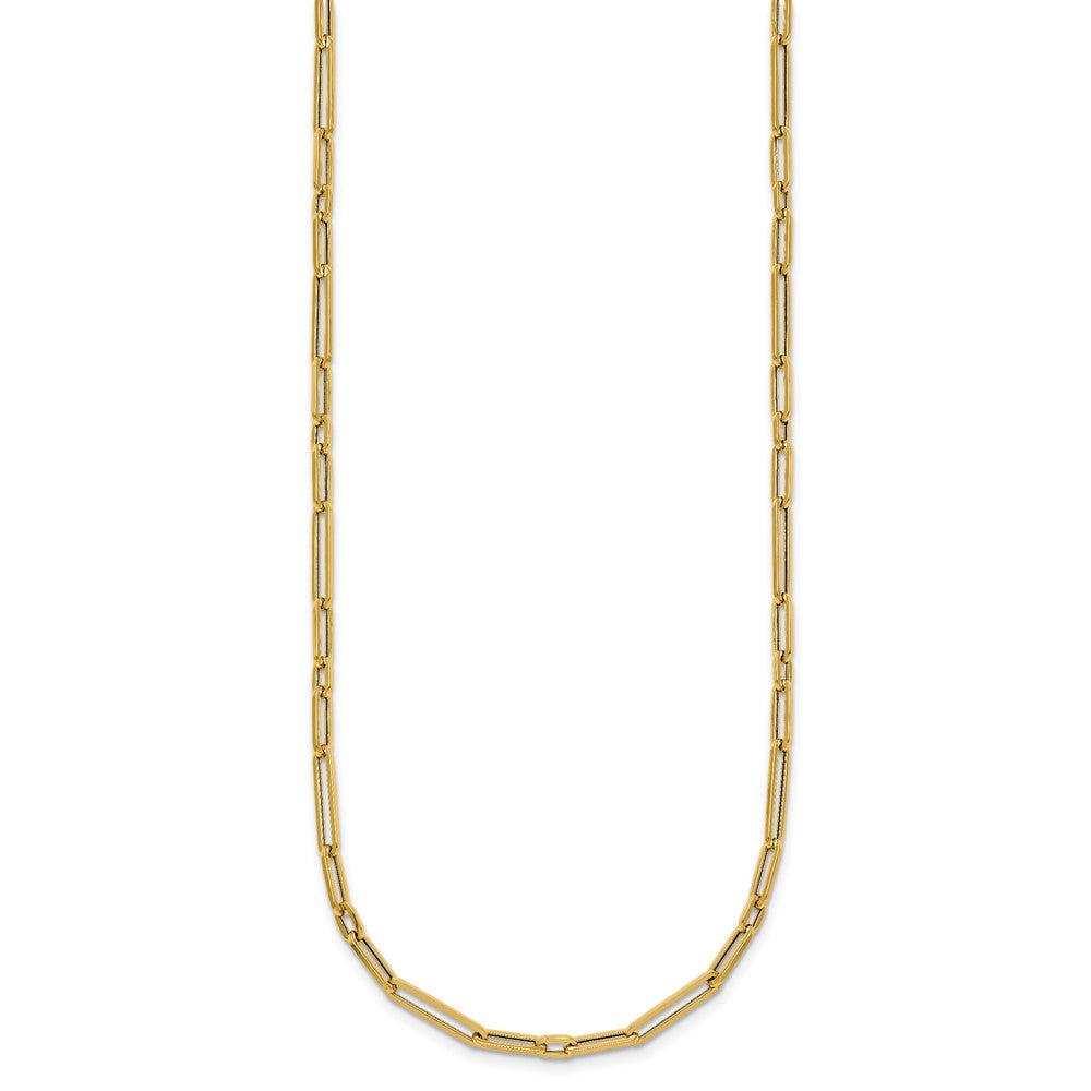14K Yellow Gold Polished 2.9mm Fancy Long and Short Paperclip Link 17 Inch Necklace