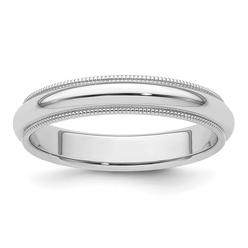 Platinum 4mm Polished Milgrain Comfort-Fit Wedding Band Ring