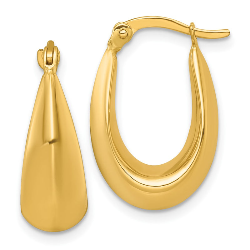 14K Yellow Gold Polished Tapered Hollow Hoop Earrings