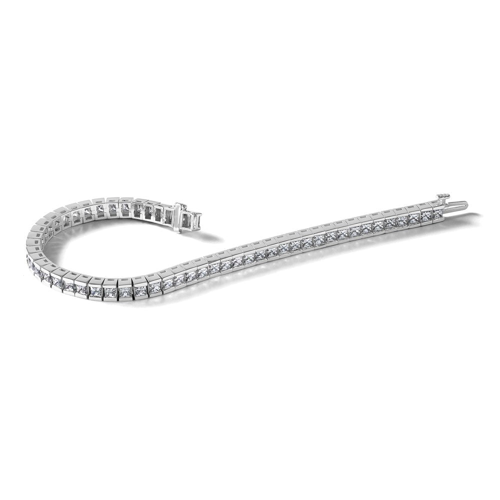 14K White Gold Polished Complete 2.6 carat Diamond Fancy Curb Link 7 Inch Bracelet