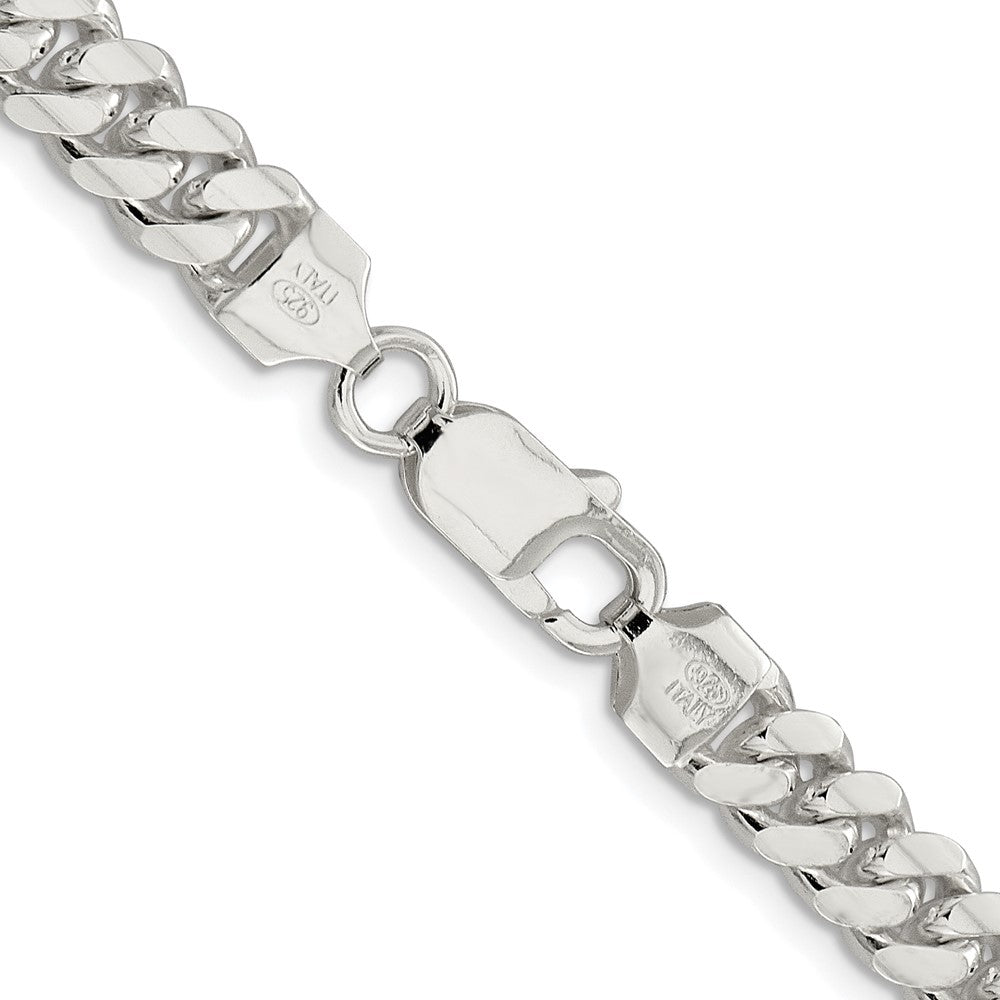 Sterling Silver Rhodium-plated 7.0mm Polished Domed Curb 24 Inch Chain
