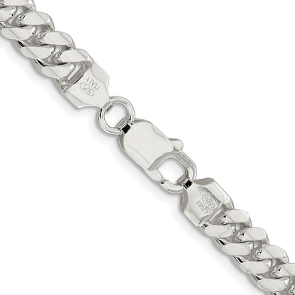Sterling Silver Rhodium-plated 7.0mm Polished Domed Curb 24 Inch Chain