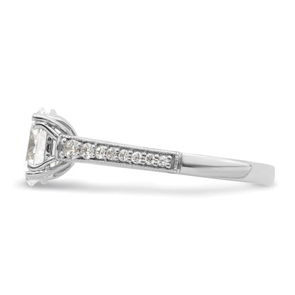 14K White Gold (Holds 1 carat (8.00x6.1mm) Oval Center) 1/5 carat Diamond Semi-Mount Engagement Ring
