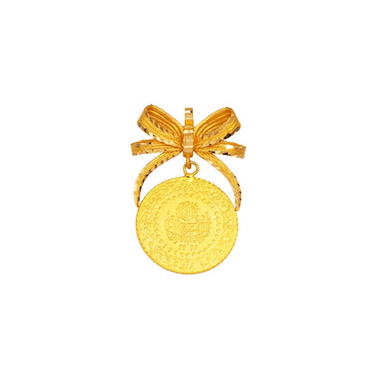22K Yellow Gold Half Bow Pendant