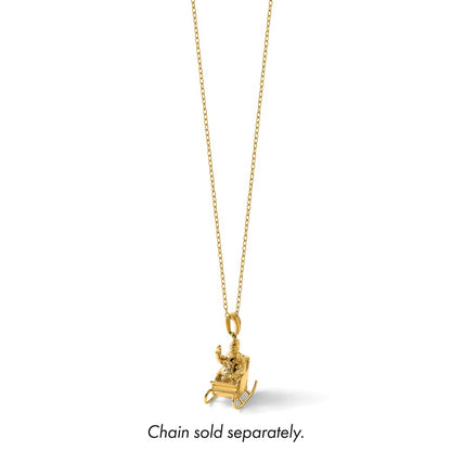 14K Yellow Gold Polished 3-D Waving Santa In Sleigh Charm
