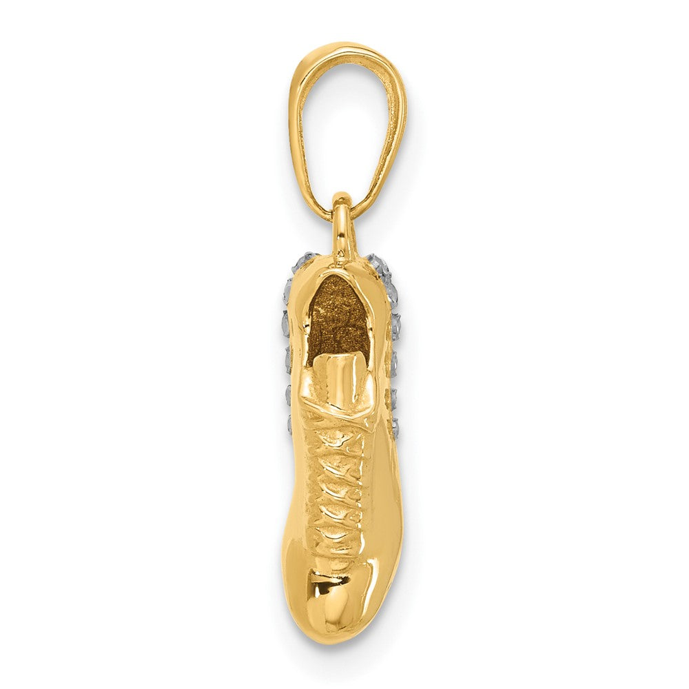 14K Yellow Gold and Rhodium Diamond-cut Soccer Cleat Pendant