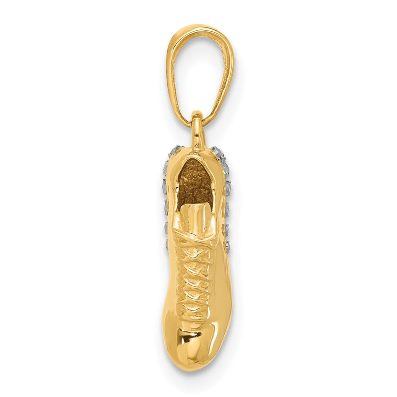 14K Yellow Gold and Rhodium Diamond-cut Soccer Cleat Pendant